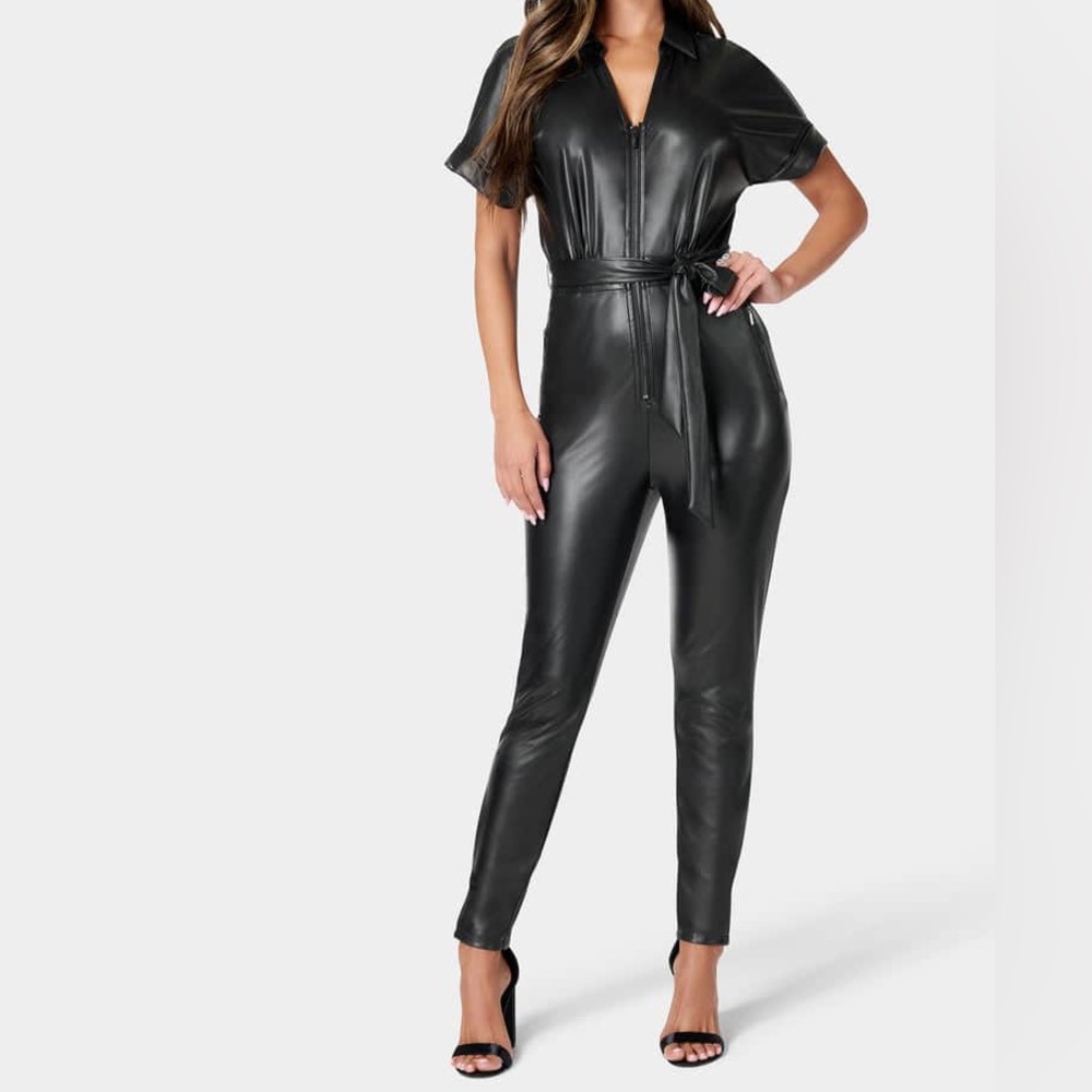 🆕 Bebe Moto Faux Leather Jumpsuit